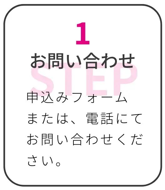 ステップ1、お問い合わせ